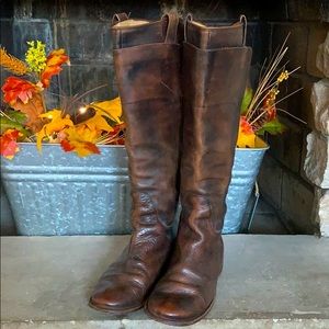 Women’s tall, brown all leather Frye boots size 8